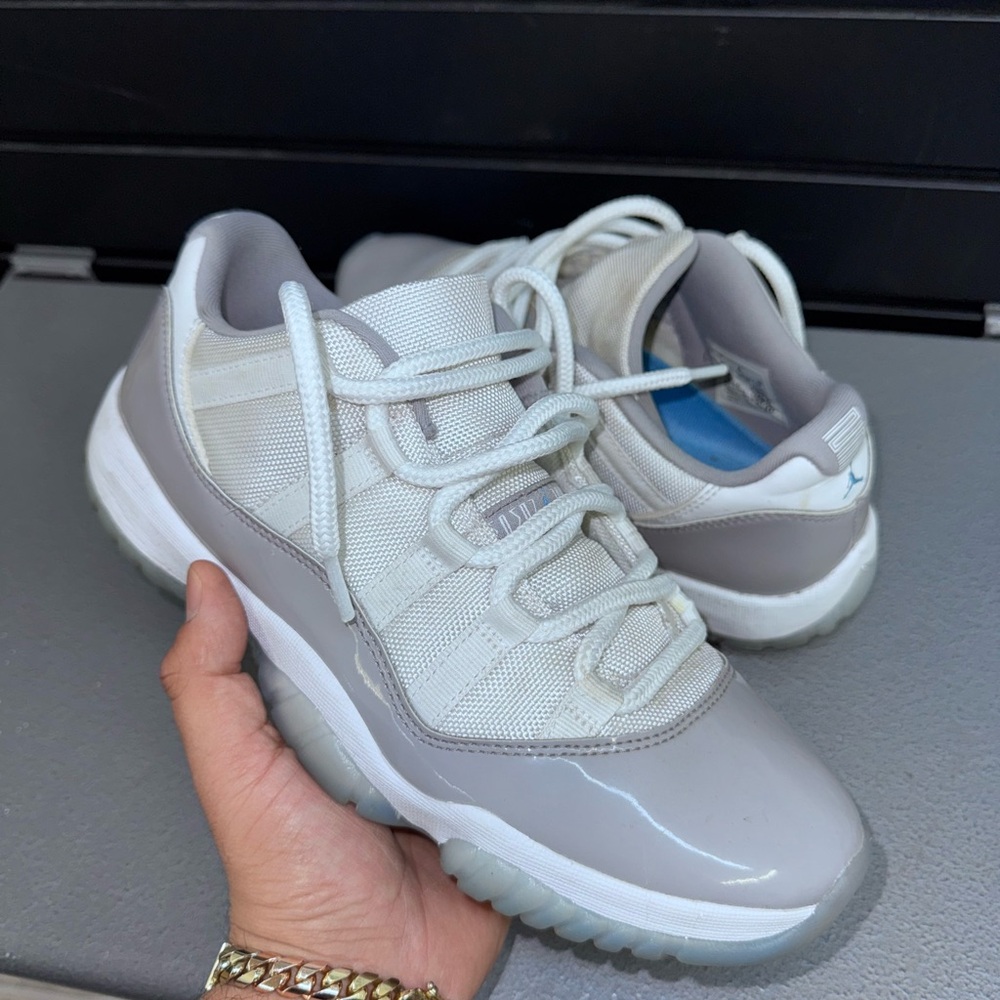 Jordan Gray and White Athletic Shoes with Icy Outsole